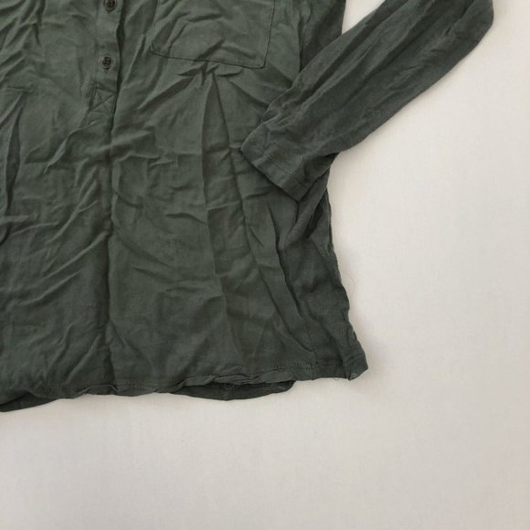 Roebuck & Co. Blouse Women's M Green Long Sleeve V Neck Top Reg Fit Size M - Picture 2 of 14